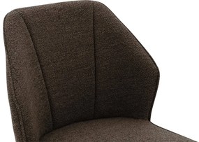 Goossens Eetkamerstoel Koncept donkerbruin stof leuning, modern design