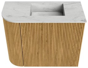 Mondiaz Joya DLux 50cm toiletmeubel ronding links oak met wastafel faye rechts zonder kraangat opalo