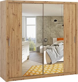 Kledingkast Catromi 110, Artisan eiken, 215x220x62cm, 204 kg, Kledingkast deuren: Schuivend, Aantal planken: 9, Aantal planken: 9