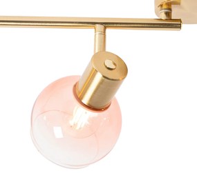 Art Deco Spot / Opbouwspot / Plafondspot goud met roze glas 4-lichts - Vidro Art Deco E14 Binnenverlichting Lamp