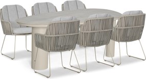 Tuinset 6 personen 240 cm Rope Taupe Domani Furniture Trivento/Guave