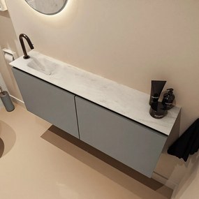 Mondiaz Ture DLux toiletmeubel 120cm smoke met wastafel opalo links met kraangat