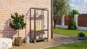 Vitavia Polis muur- en balkonserre - 0,34m² - met 4 mm polycarbonaat - Zwart - met wieltjes