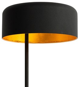 Retro tafellamp zwart met gouden binnenkant - Jinte Retro, Industriele / Industrie / Industrial E27 rond Binnenverlichting Lamp