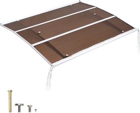VEVOR Voordeurluifel 120x100 cm, Aanbouwluifel, Dak met Afwatering &amp; ABS-beugel, Bescherming tegen Regen, Sneeuw &amp; Zon, Polycarbonaat Deurluifel voor Veranda &amp; Terras, Bruin