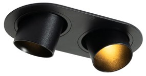 Afgeronde inbouwspot zwart GU10 35mm kantelbaar 2-lichts - Installa
