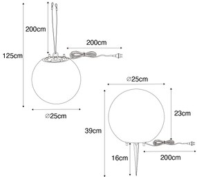 Smart buitenlamp met dimmer wit 25 cm IP65 incl. LED - Nura Modern E27 IP65 Buitenverlichting bol / globe / rond