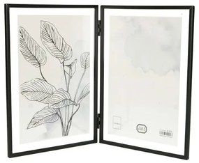 Fotolijst tweeluik, metaal, zwart, 2x 13 x 18 cm