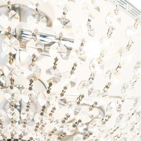 Klassieke plafondlamp staal met kristal 3-lichts - Mondrian Klassiek / Antiek E14 rond Binnenverlichting Lamp