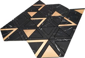 Zelfklevende Mozaïektegels Metaal | Driehoek Zwart Goud | 28,7×33,1 cm | Keuken, Bad &amp; WC
