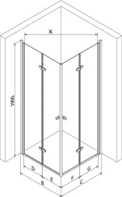 Mexen Lima Duo inklapbare douchecabine 80 x 70 cm, transparant, chroom + Flat douchebak - 856-080-070-01-02-4010