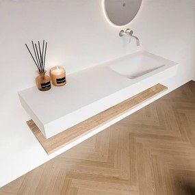Zaro Alan badmeubel 140cm met planchet washed oak en vrijhangende wastafel cloud rechts zonder kraangat talc