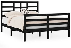 vidaXL Bedframe massief hout zwart 135x190 cm 4FT6 Double