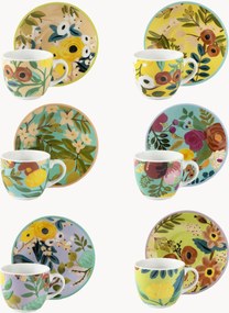Porseleinen koffiekopjes Fiori Frida met schoteltjes, 12-delig