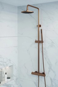 Brauer Copper Edition opbouw regendoucheset met staafhanddouche en hoofddouche 20cm koper geborsteld PVD