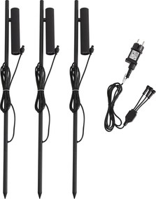 Set van 3 prikspots zwart incl. LED IP44 - Garly Ribble