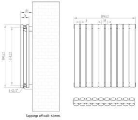 Eastbrook Tunstall dubbele radiator 60x60cm 818W zwart mat