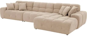 Goossens Excellent Bank Kubus - 30 X 30 Cm Stiksel wit, stof, 1,5-zits, modern design met chaise longue rechts