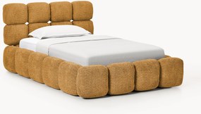 Gestoffeerd eenpersoonsbed Tayla van teddy-bouclé