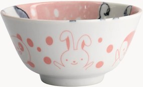 Porseleinen rijstkommen Pink Kawaii Animals, 6-delig