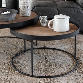 Salontafelset Teak En Metaal Naturel