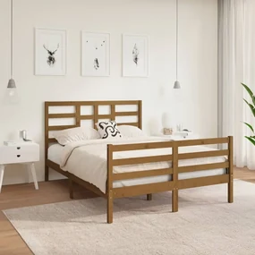 vidaXL Bedframe massief hout honingbruin 140x190 cm