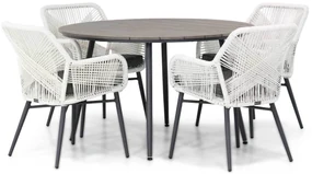 Tuinset Ronde Tuintafel 4 personen 125 cm Rope Wit Lifestyle Garden Furniture Advance/Matale