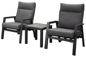 Showroommodel Vegas lounge balkonset 3 delig verstelbaar aluminium antraciet