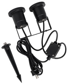 Tuinspot zwart incl. snoer en stekker 2-lichts IP65 - Basic