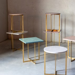 Zuiver Luigi Square Bijzettafel Terrazzo Wit - 40 X 40cm.