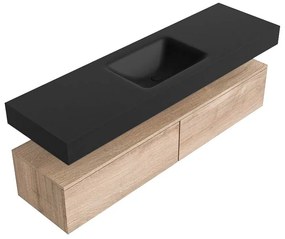 Zaro Alan badmeubel 160cm washed oak 2 lades met vrijhangende wastafel cloud midden zonder kraangat urban
