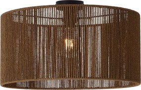 Plafondlamp zwart met bruine papieren kap 50/50/25 - Combi