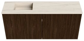 Mondiaz Joya DLux 90cm toiletmeubel walnut met wastafel faye links zonder kraangat meli