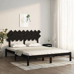vidaXL Bedframe massief hout zwart 160x200 cm