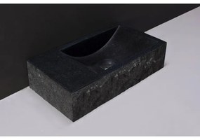 Forzalaqua Venetia fonteinbak 40x22x10cm wasbak Rechts 0 kraangaten Natuursteen Graniet gezoet & gekapt 8011316