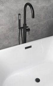 Aqualine bad set met overloop en afvoer zwart mat