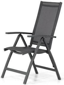Tuinset Ronde Tuintafel 4 personen 125 cm Aluminium/Textileen /Aluminium/textileen Grijs  Presto Vasto/Ancona