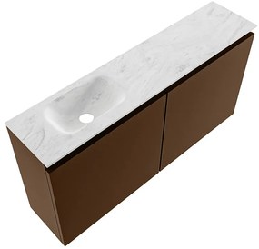 Mondiaz Ture DLux toiletmeubel 100cm rust met wastafel opalo links met kraangat