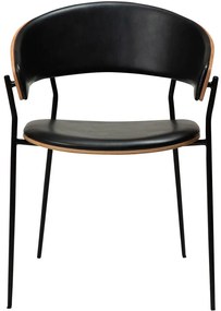 Goossens Eetkamerstoel Geneve zwart kunstleer met armleuning, modern design