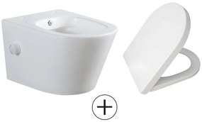 Mueller Afesta randloos toiletpot met bidetsproeier warm/koud en softclose zitting wit mat