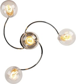 Art deco plafondlamp chroom 4-lichts - Facil