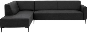 Goossens  Key West antraciet, micro leer, 3-zits, modern design met ligelement links
