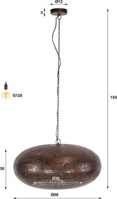 Kopere Hanglamp Met Metalen Kap 68cm