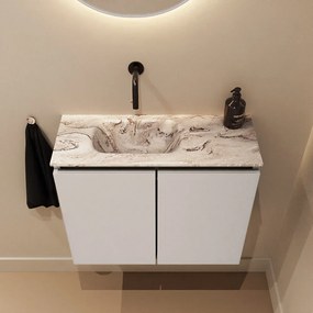 Mondiaz Ture DLux toiletmeubel 60cm linen met wastafel glace links zonder kraangat