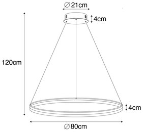 Hanglamp donkerbrons 80 cm incl. LED 3-staps dimbaar - Anello Modern rond Binnenverlichting Lamp