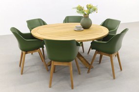 Sophie Studio Moss Green teak/Prado teak 160 cm. - ronde tuinset