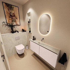 MONDIAZ TURE-DLUX 120cm toiletmeubel Rosee. EDEN wastafel Ostra positie midden. Zonder kraangat. TUREDX120ROSM0OST