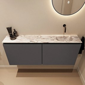 Mondiaz Ture DLux toiletmeubel 120cm dark grey met wastafel glace rechts zonder kraangat