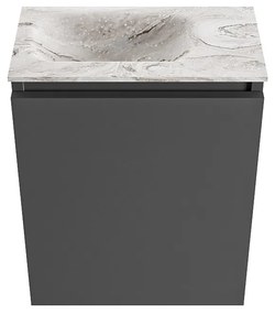 Mondiaz Ture DLux toiletmeubel 40cm dark grey met wastafel glace links zonder kraangat