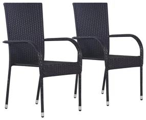 vidaXL 3-delige Tuinset poly rattan zwart